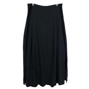 Vintage 90s Norm Thompson Black Side Split Maxi Skirt Size XL